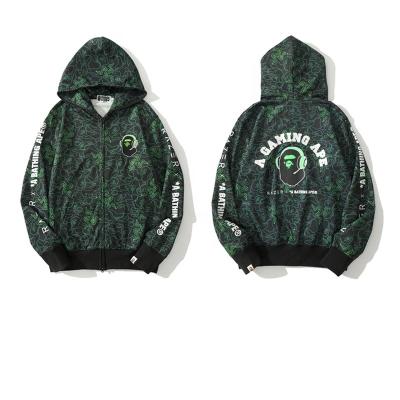 China Factory Wholesale Japanese BAPE Anti-wrinkle Co-branded Razer Gaming Camouflage Green Sweater Large Size Unisex Hoodie Jacket for sale