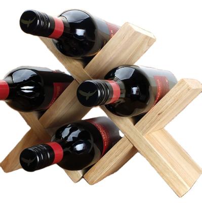 China High Quality Viable Home Storage 4 Bottle Wine Rack Wooden Cup Wood Bottle Rack Display Rack for sale