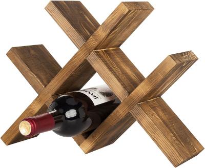 China High Quality Viable Wooden Wine Bottle Storage 4 Cup Home Black Walnut Home Black Walnut Bottle Rack Display Rack for sale