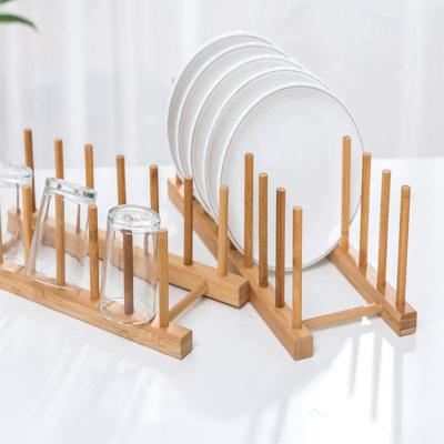 China Sustainable Medium Wooden Dish Drain Rack Drying Shelf Book Cups Wooden Bottle Rack Display Rack for sale