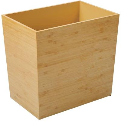 China Sustainable Recycling Waste Paper Basket Wooden Office Home Rectangular Waste Bin Wooden Trash Can for sale