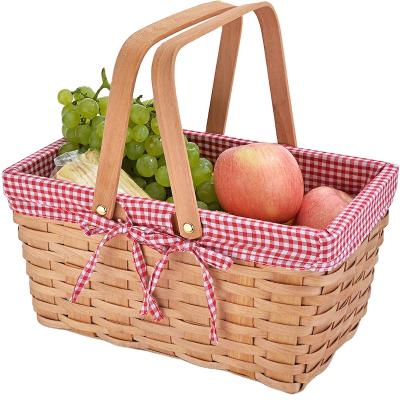 China Sustainable High Quality Sustainable Drinks / Food Fruit Vegetable Storage Container Picnic Gift Wooden Baskets for sale