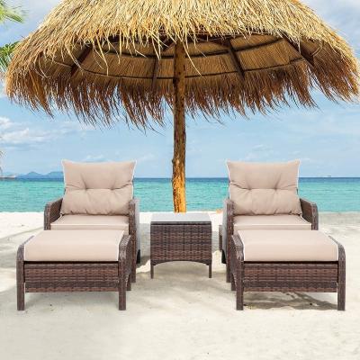 China Patio Garden PE Rattan Sofa Set Outdoor Wicker Furniture Modern Conservation Sets Garden Rattan Khaki Sofa Sets for sale