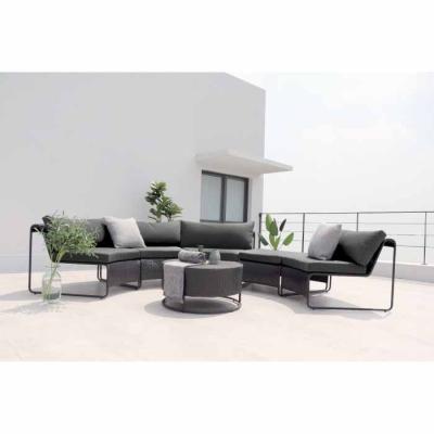 China Modern Modern 6PC Curved Half Moon Rattan Corner Sofa Set Aluminum Garden Furniture for sale