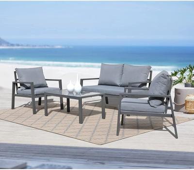 China Modern Hot Sale Aluminum Outdoor Furniture With Coffee Table 4 Pcs Patio Furniture With Removable Cushion Garden Furniture for sale