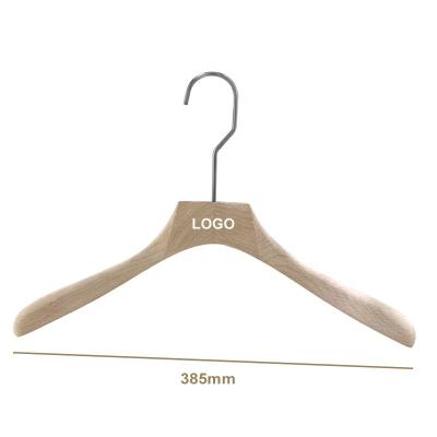 China Eco-friendly Material Luxury Custom High Quality Men Women Suit Solid Wood Cloth Hanger For Hotel Brand Clothing Store for sale