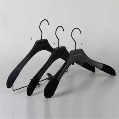 China China Factory Coat Hanger Eco-friendly Black Velvet Non Slip Shoulder Material Wooden Coat Hanger For Clothes for sale