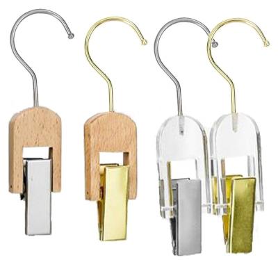 China Multifunctional High End Clear Acrylic Plastic Colorful Wooden Hat Hook Display Custom Hanging Scarf Hat Hanger With Gold Hook For Sale for sale