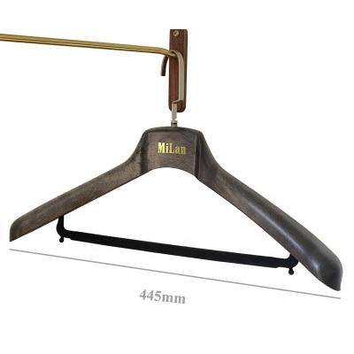 China Eco-friendly Material Luxury Vintage Mens Black Plastic Suits Boutiques Coat Hanger Pants Mens Clothing Store Custom Logo Display Rack for sale