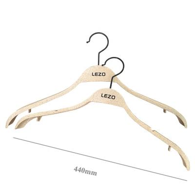 China New Multi-Functional/ABS/ECO friendly clothing store beige color custom printing logo clothes and plastic pants hangers with gold hook in clothing store for sale