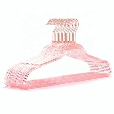 China Pink Hot Sale Clear Color Eco-friendly Material/Recycled Cheap Plastic Hangers For Clothes Storage Retail Hanger for sale