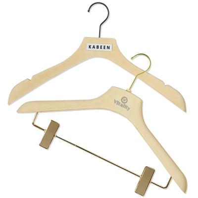 China Non slip/beige velvet touch care clothing garment clothing store coat beige non slip to thicken velvet custom logo hanger for sale