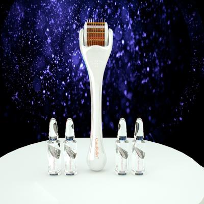 China White Titanium 0.5mm Microneedle Dermaroller Kit With Anti-puffiness Wholesale Derma Roller Color Handle Hyaluronic Acid Serum For Skin Needle for sale