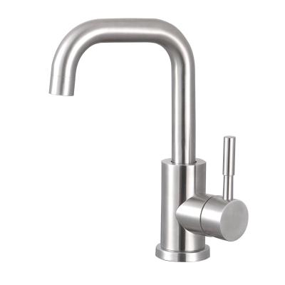 China Hot Sale Design Kitchen Faucet Short Metered Taps Nickel Brushed Stainless Steel Basin Mixer Taps for sale