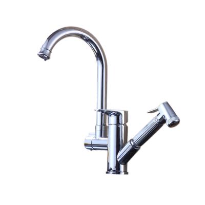 China Europe Style Kitchen Faucets Hot Cold Water 3 Way Body Metered Brass Sink Faucet Pull Out Sprayer for sale