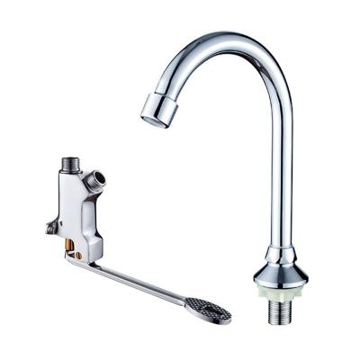 China Modern Foot Operated Faucets Metered Water Taps Single Hole Faucets For Bathroom Brass Faucet For Foot Switch Sink for sale