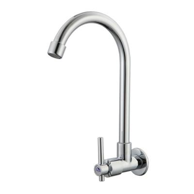 China Single Hole Bathroom Faucets Chrome Handle Good Quality Cold Water Taps Single Wall Mounted Kitchen Faucet Metered for sale