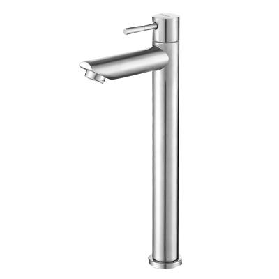 China Metered Faucets 304 Stainless Steel Bathroom Deck Mount Cold Water Taps Pull Down Faucet Tall Brushed Nickel Finish for sale