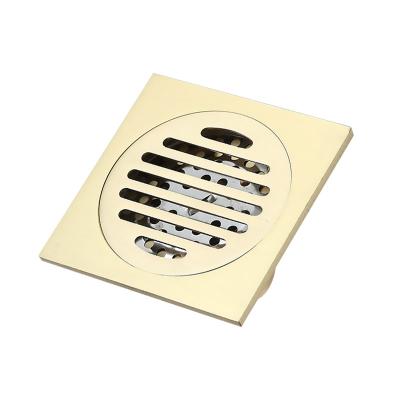 China Modern Bathroom Clean Room Shower Deodorizer Brass Floor Drain 4 Inch Gold Plated Sanitaryware Floor Waste for sale