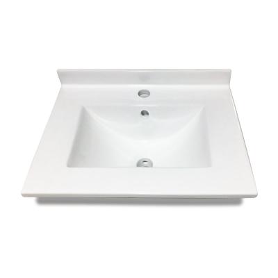 China Modern White Porcelain Countertops Bathroom Vanity Sink With 4cm Tops for sale