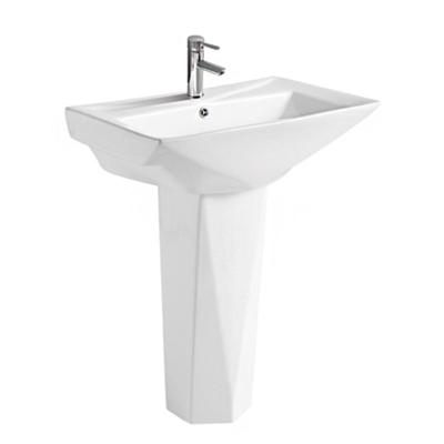 China Modern Bathroom Diamond Shape Porcelain Pedestal Washing Basin Sink for sale