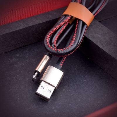 China Leather Braided Leather Nickled PU Jacket Stylish Design USB Data USB Cable Charger 1M With Cable Wristband for sale