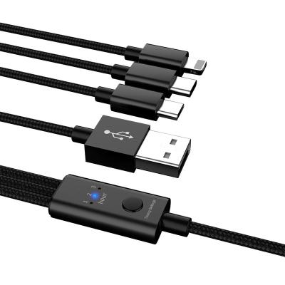 China Mobile phone fast delivery auto off usb 2.4a fast charging cable 3 in 1 with time setting from china for sale