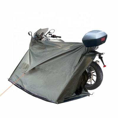 China Diagonal Tie Type Poleless Camping Disaster Prevention Portable Waterproof Bicycle Motorcycle Tent for sale