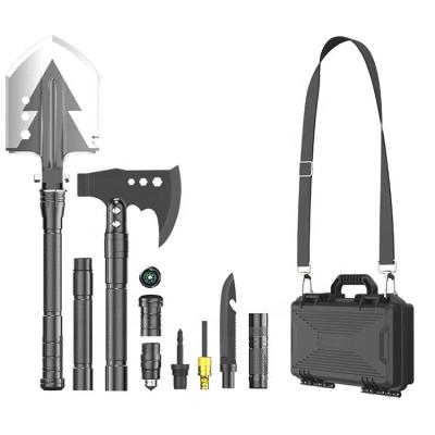 China Military Shovel Multifunctional Tool Portable Folding Engineer Set Combination Outdoor Products Tactical Ax With Flashlight for sale