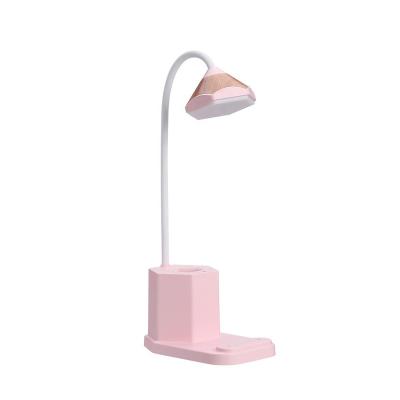 China Modern Study Reading Desk Lamp USB Touch Control Battery Operated Pen Holder Table Led Light Dimmable With Phone Holder for sale