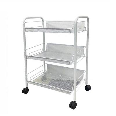 China Sustainable detachable lightweight 3-layer storage rack with universal wheels for sale