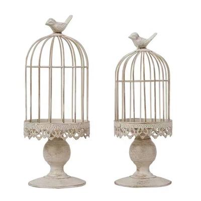 China Home Decoration Floral Candle Holders Iron Hollow Out Birdcage Gifts For Holiday Small Size for sale