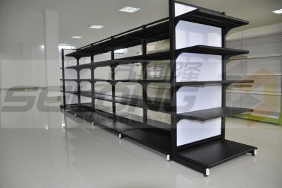 China Double Sided Metal Supermarket Display Racks , Supermarket Gondola Shelving for sale