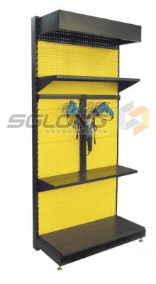 China Lighting Box Header Supermarket Steel Rack Grid Perforated Back Design for sale