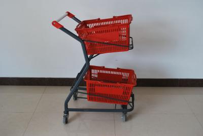 China Customized Logo Grocery Store Cart Powder Coated Finished With Plastical Protectors for sale