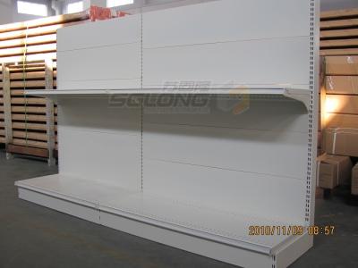 China White Slatwall Grocery Store Shelves Durable Multiple Layer For Chain Shops for sale