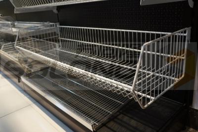 China Supermarket  Wire Mesh Baskets Gondola Shelving Parts White Colored for sale