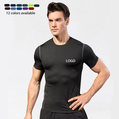 China QUICK DRY Men's Fitness T-shirt Plus Size O-Neck Gym Polyester Running Sportswear Custom Logo T-Shirt For Men for sale