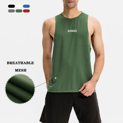 China QUICK DRY Custom Gym Fitness Vest Travel Singlet Muscle Boys Polyester Running Logo Sports Tank Tops For Men for sale