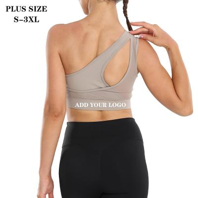 China Wholesale Breathable Sports Bra High Print Breathable Sports Bra Activewear Gym Workout Activewear Gym Mesh Shoulder Sexy Single Bra One for sale