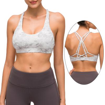 China Top Full Coverage Cushion Training Women Sports Bra Workout Printing Sports Breathable Running Yoga Bra Top Fitness for sale