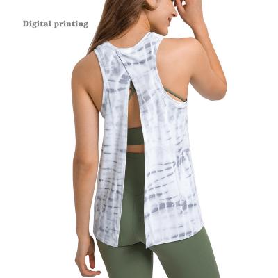 China New Breathable Custom Bare Logo Feeling Breathable Quick Dry Digital Printing And Women Gym Yoga Solid Tank Top for sale