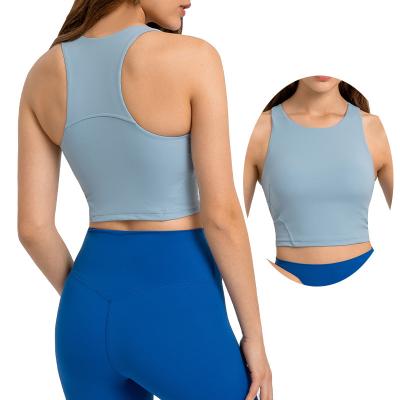 China Yoga Wear High Elastic Solid Sexy Women Tank Tops Workout Clothing Gym Breathable Active Padded Wear for sale