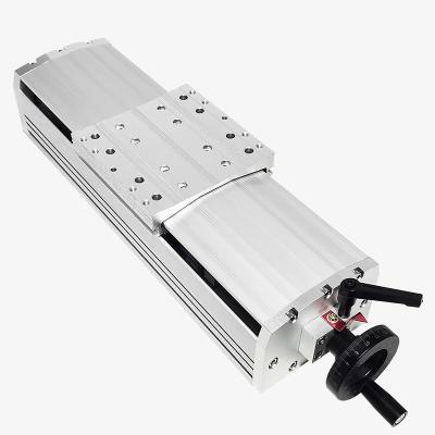 China 100mm-1000mm high precision slide table guide rail cnc partially enclosed manual linear xyz slide table module LYKR120S 500mm stroke for sale