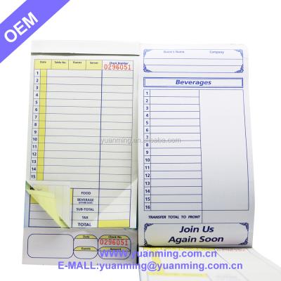 China paper & Cardboard Customized Three Part NCR Guest Checks Carbonless Check Invoice for sale