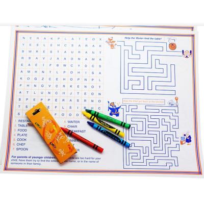 China Restaurant Supply Viable Drawing Board Mat Custom Paper Mat Placemat for Kids for sale