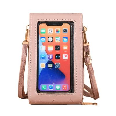 China New Waterproof Ladies Long Grasp Touch Screen Large Capacity Mobile Phone Wallet Zipper Shoulder Messenger Bag for sale