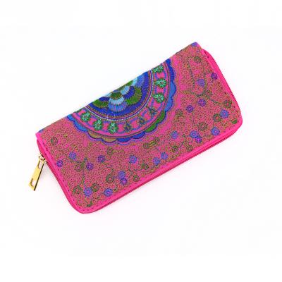 China Large Capacity Style Hand Carry Single Pull Ladies Fabric Embroidery Bag Clutch Bag Anti-theft Wild Ethnic Wallet for sale