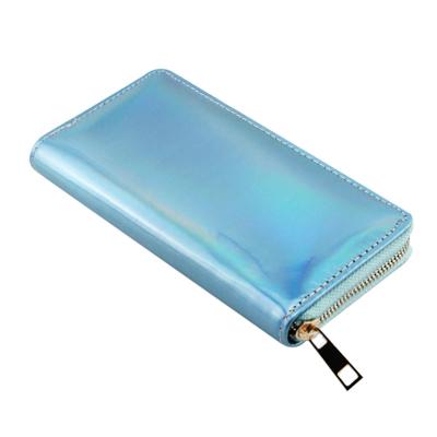 China New Large Capacity Waterproof Multi Card Long Position Laser PU Wallet Student Card Bag Wallet Colorful Mobile Phone Bag for sale