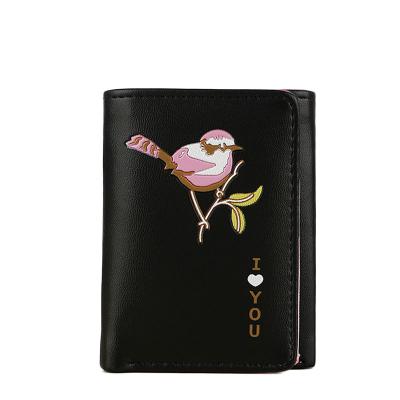 China Cute Short Magnetic Coin Purse Ladies Small Buckle Wallet Card Bag PU Waterproof Cool Cartoon Leather Printing for sale